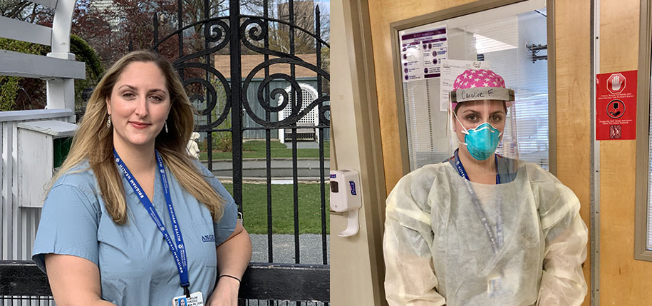 STAT Nurse Caroline Ferzoco with and without PPE